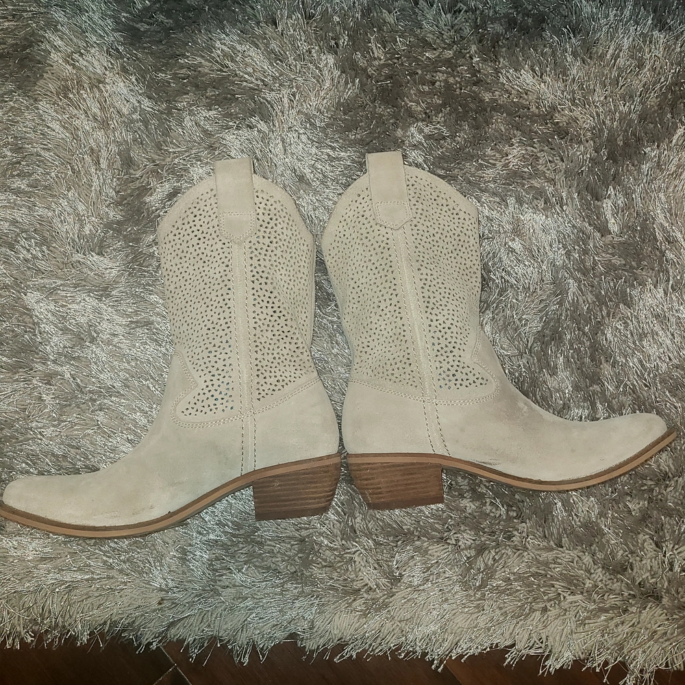 BCBG Beige Western Ankle Boots - Picture 6 of 9
